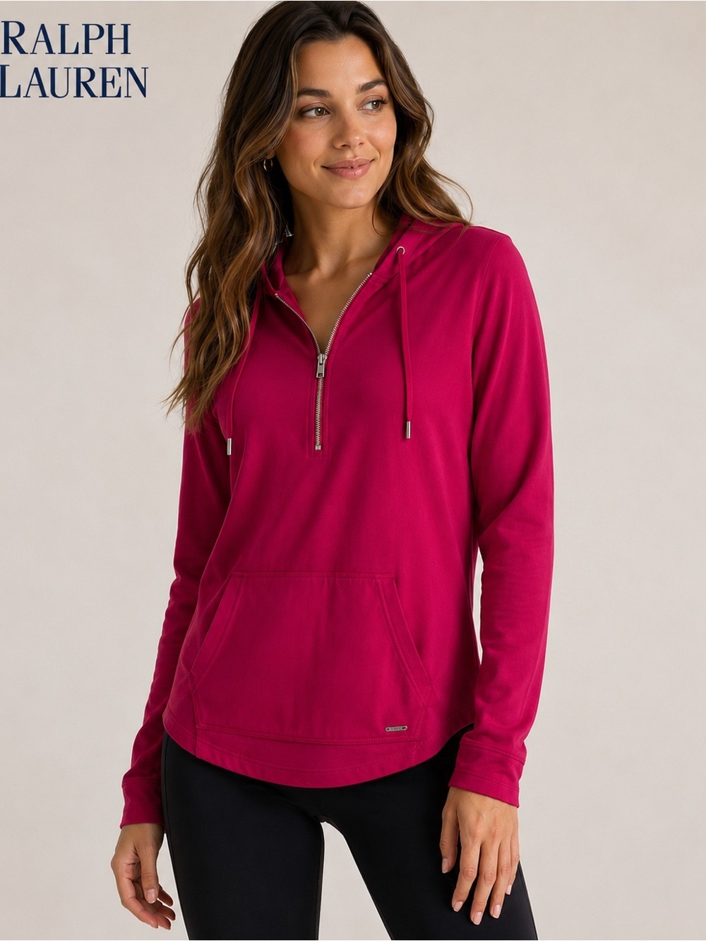 Lauren Ralph Lauren Pink Quarter Zip Hoodie Women’s Medium NWOT